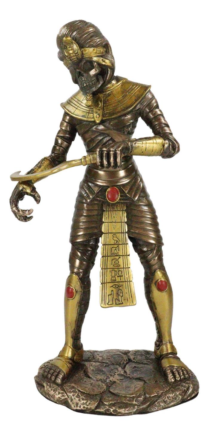 Ebros Gift Egyptian Theme Faux Bronze Mummy King Tut Zombie Sarcophagus Statue Sculpture