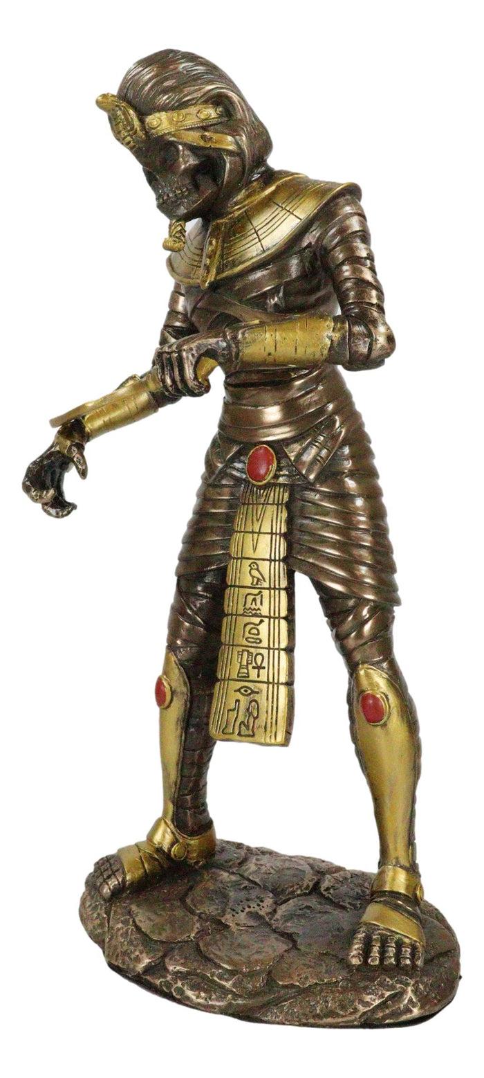 Ebros Gift Egyptian Theme Faux Bronze Mummy King Tut Zombie Sarcophagus Statue Sculpture