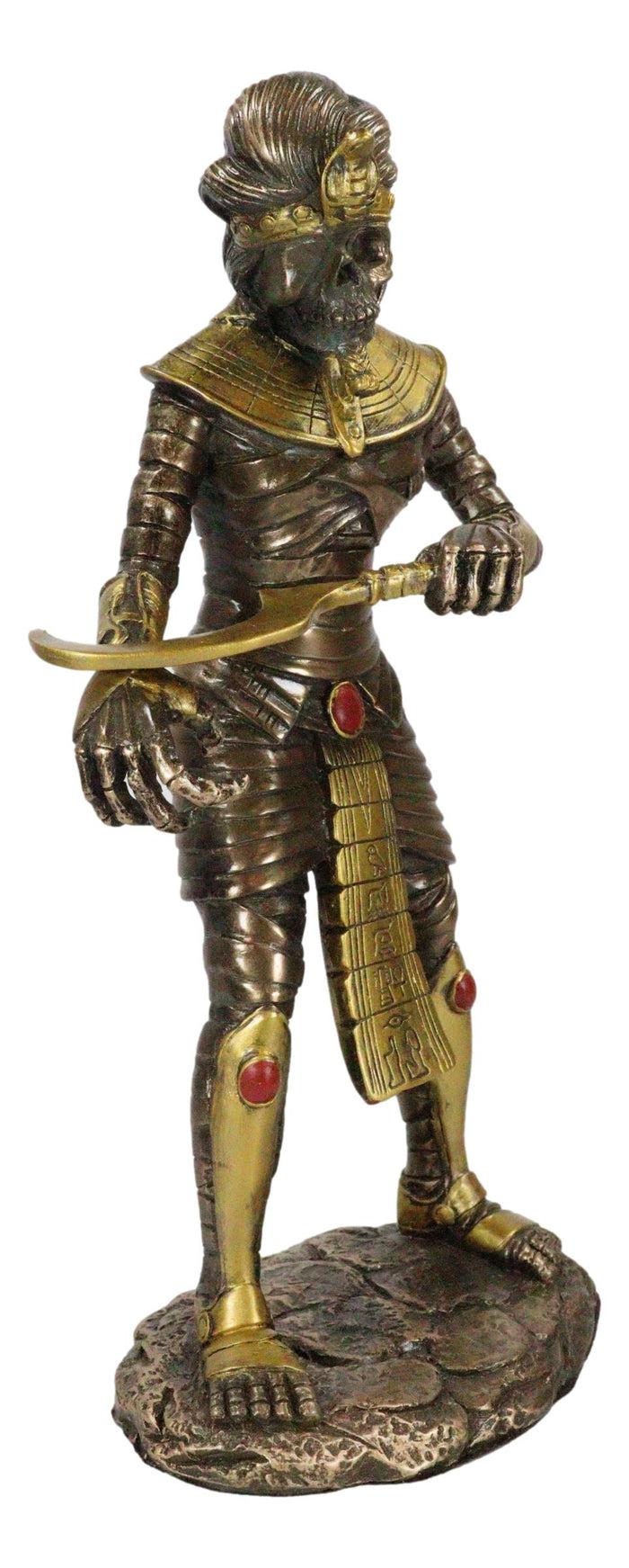 Ebros Gift Egyptian Theme Faux Bronze Mummy King Tut Zombie Sarcophagus Statue Sculpture