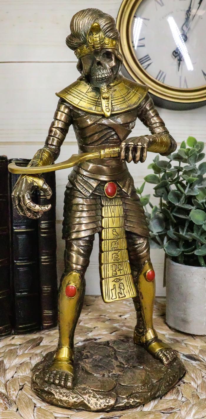 ebros gift Egyptian Theme Faux Bronze Mummy King Tut Zombie Sarcophagus Statue Sculpture