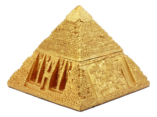 Ebros Gift Egyptian Tomb Golden Pyramid Of Deities Gods Jewelry Ornament Box Figurine