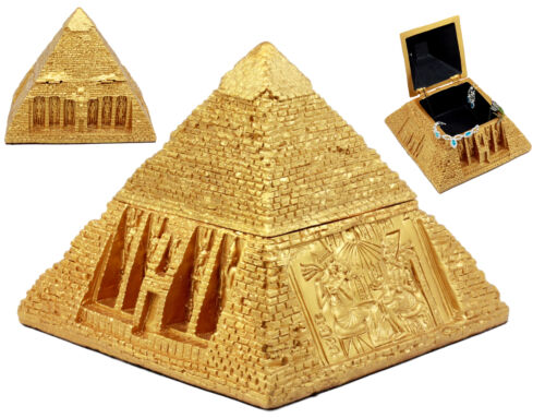 ebros gift Egyptian Tomb Golden Pyramid Of Deities Gods Jewelry Ornament Box Figurine
