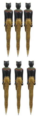 ebros gift Egyptian Ubasti Temple of Bast Bastet Cat Ballpoint Pen Set of 6 Gods Of Egypt