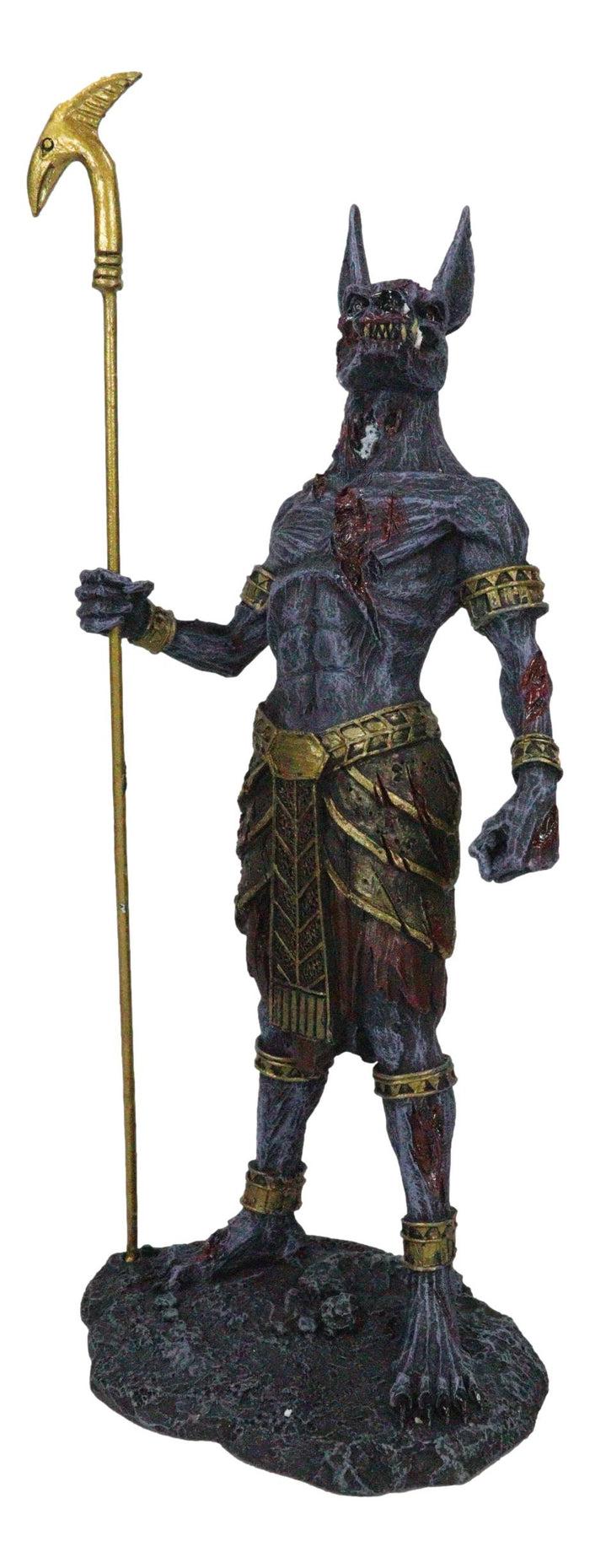Ebros Gift Egyptian Underworld Zombie Jackal God Anubis With Ankh Staff Spear Figurine