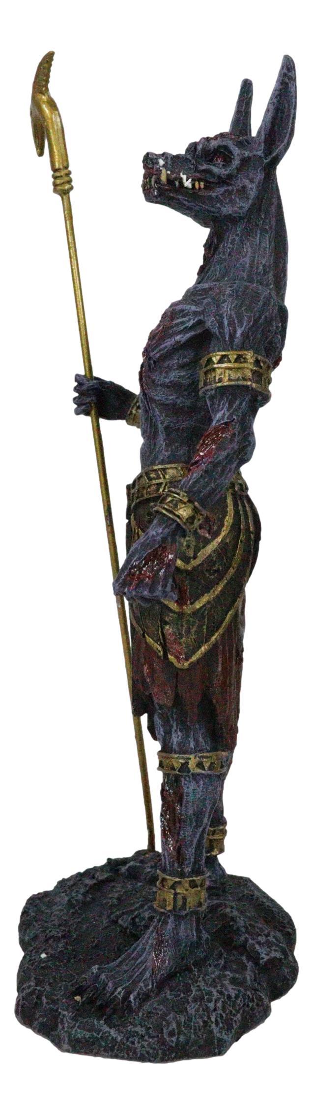 Ebros Gift Egyptian Underworld Zombie Jackal God Anubis With Ankh Staff Spear Figurine