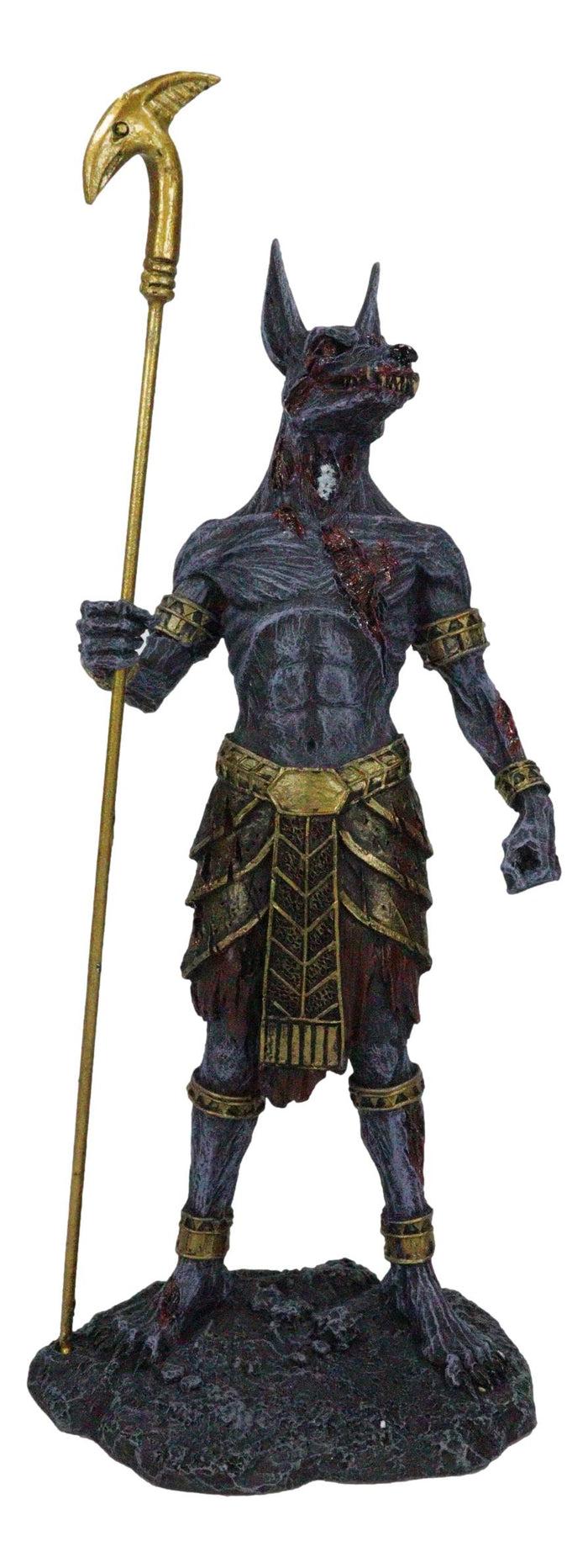 Ebros Gift Egyptian Underworld Zombie Jackal God Anubis With Ankh Staff Spear Figurine