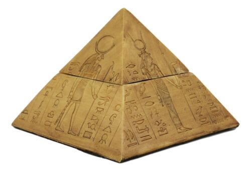Ebros Gift Egyptian Wonder Pyramid Hinged Jewelry Box Figurine Decorative Trinket Storage