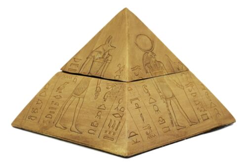 Ebros Gift Egyptian Wonder Pyramid Hinged Jewelry Box Figurine Decorative Trinket Storage