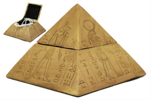 ebros gift Egyptian Wonder Pyramid Hinged Jewelry Box Figurine Decorative Trinket Storage