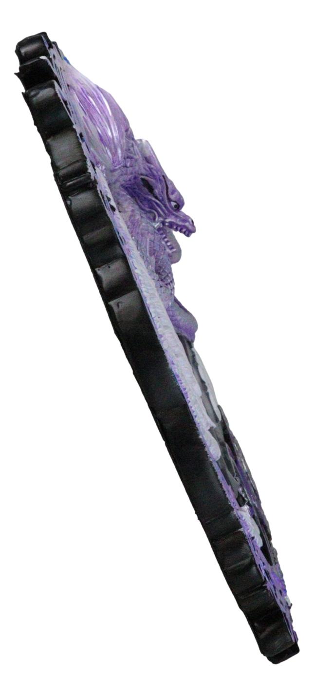 Ebros Gift Elemental Air Nation Wind Purple Dragon White Feathers Triple Moon Wall Decor