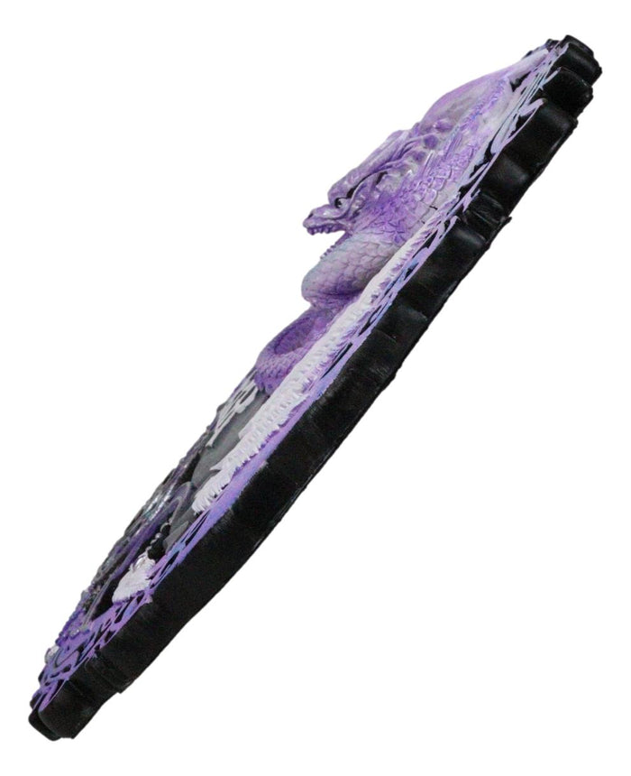 Ebros Gift Elemental Air Nation Wind Purple Dragon White Feathers Triple Moon Wall Decor