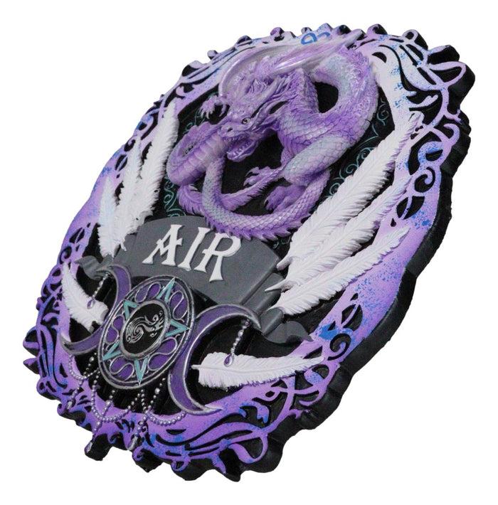 Ebros Gift Elemental Air Nation Wind Purple Dragon White Feathers Triple Moon Wall Decor