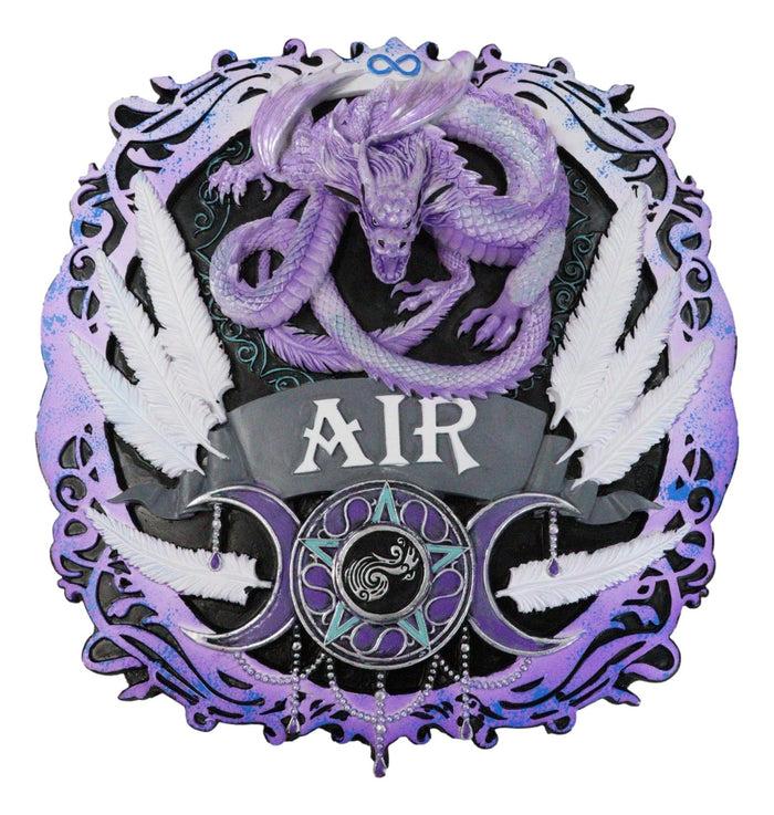 ebros gift Elemental Air Nation Wind Purple Dragon White Feathers Triple Moon Wall Decor
