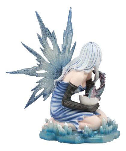 Ebros Gift Elemental Ice Goddess Blue Fairy With Baby Dragon Hatchling Statue 12.25"Tall