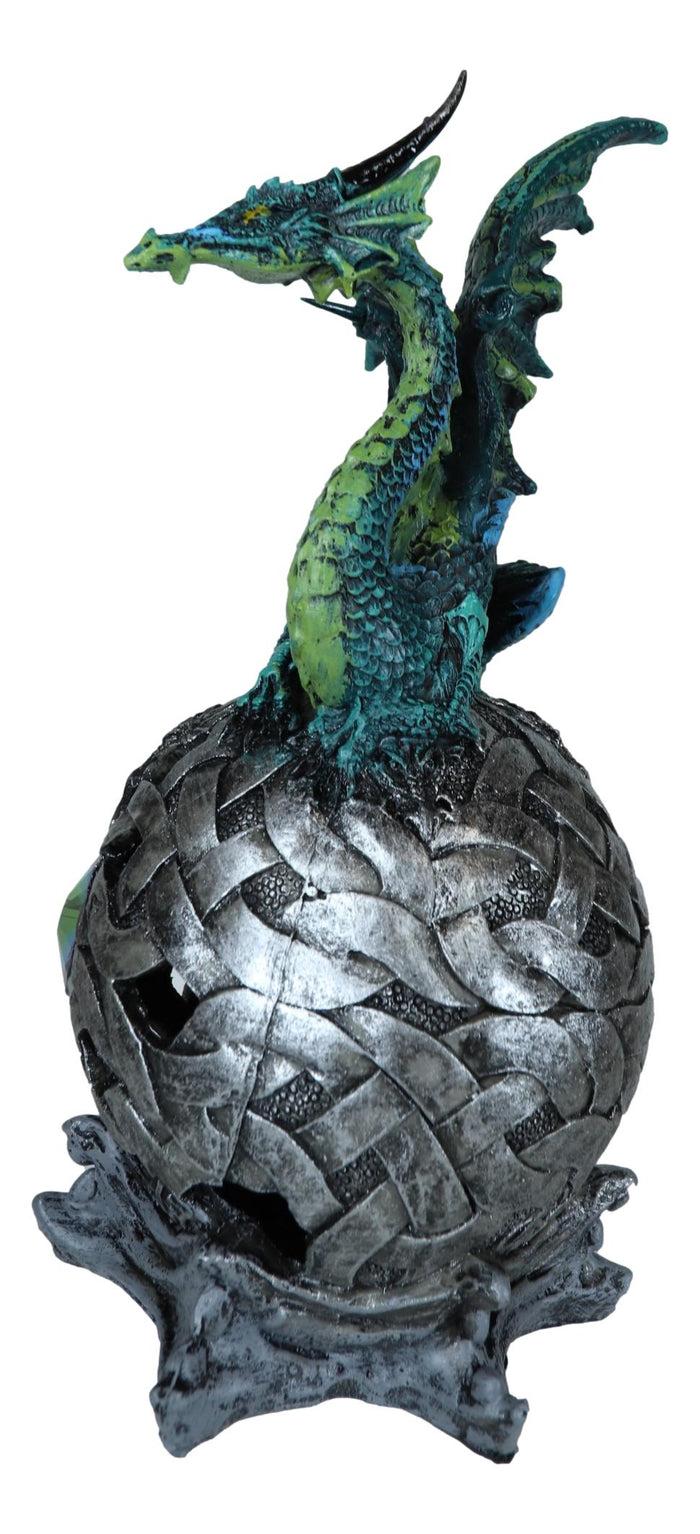 Ebros Gift Elemental Jade Firnen Dragon Resting On LED Gyrosphere Orb Night Light Figurine