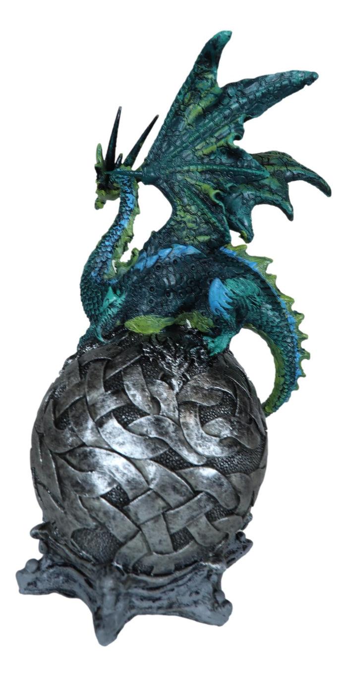 Ebros Gift Elemental Jade Firnen Dragon Resting On LED Gyrosphere Orb Night Light Figurine