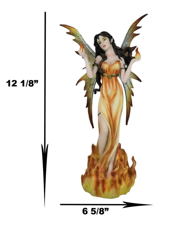 Ebros Gift Elemental Pyre Fire Fairy Figurine Flame Ember Faerie Fantasy Sculpture 12"H