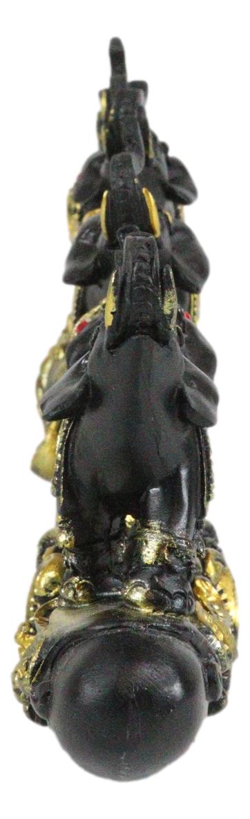Ebros Gift Elephant Herd On Great Migration On Black Tusk With Golden Scrollwork Figurine