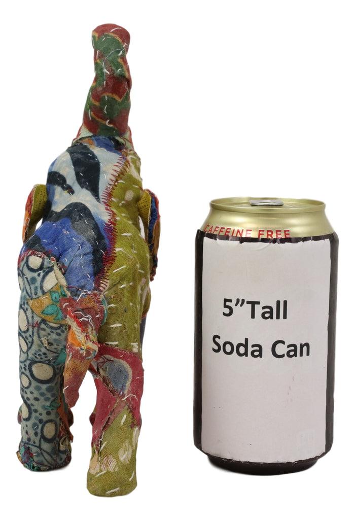 Ebros Gift Elephant With Trunk Up Hand Crafted Paper Mache In Colorful Sari Fabric Figurine