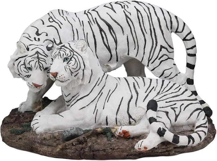 ebros gift Embracing Siberian Bengal White Tiger Couple Family Statue Forest Tigers Decor