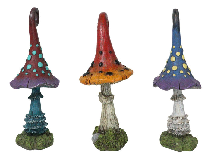 Ebros Gift Enchanted Fairy Garden 9.5"H Spotted Toadstool Mushrooms Figurine Set Of 3