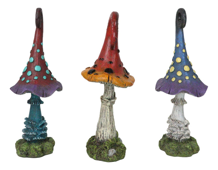 Ebros Gift Enchanted Fairy Garden 9.5"H Spotted Toadstool Mushrooms Figurine Set Of 3