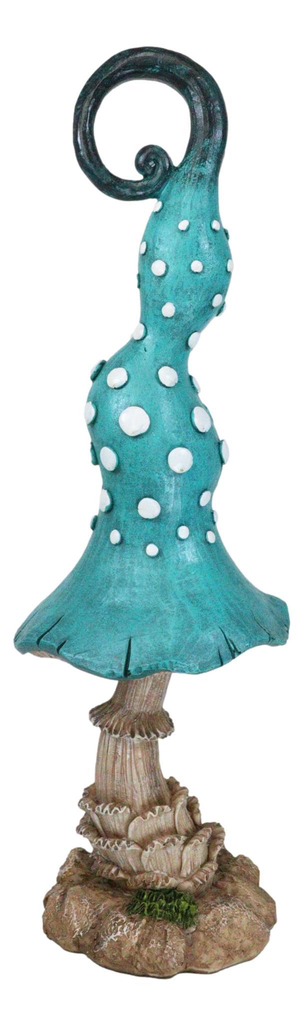 Ebros Gift Enchanted Fairy Garden Blue Spotted Crooked Toadstool Mushroom Figurine 17"H