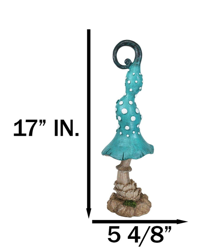 Ebros Gift Enchanted Fairy Garden Blue Spotted Crooked Toadstool Mushroom Figurine 17"H