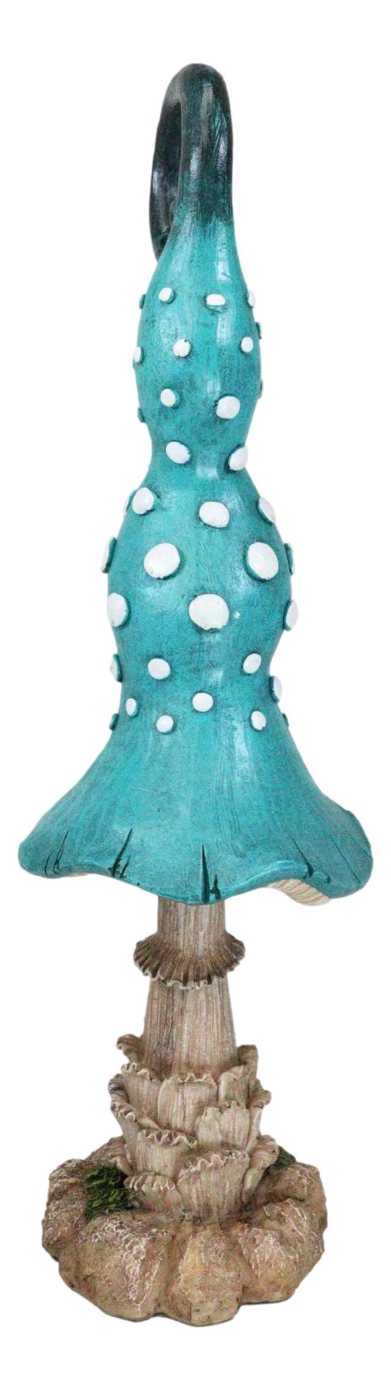 Ebros Gift Enchanted Fairy Garden Blue Spotted Crooked Toadstool Mushroom Figurine 17"H
