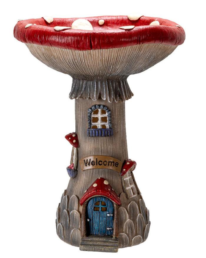 ebros gift Enchanted Fairy Garden Cottage Inverted Toadstool Mushroom LED House Figurine