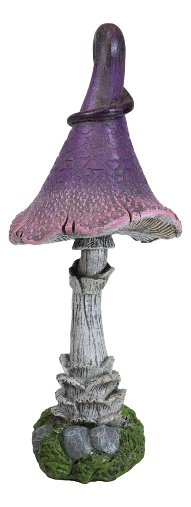 Ebros Gift Enchanted Fairy Garden Giant Purple Crooked Toadstool Mushroom Figurine 12"H