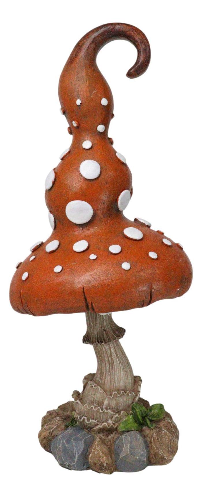 Ebros Gift Enchanted Fairy Garden Giant White Spotted Toadstool Mushroom Figurine 13" H