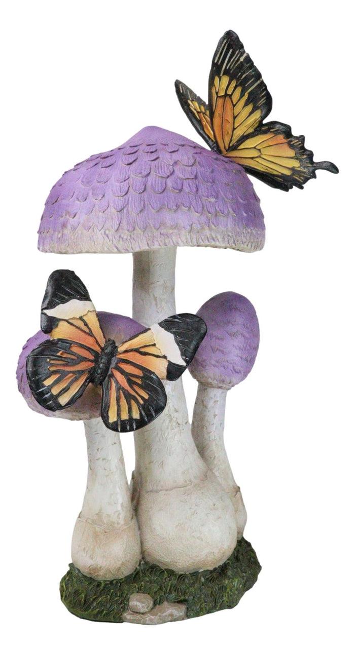 ebros gift Enchanted Fairy Garden Purple Toadstool Mushrooms Monarch Butterflies Figurine