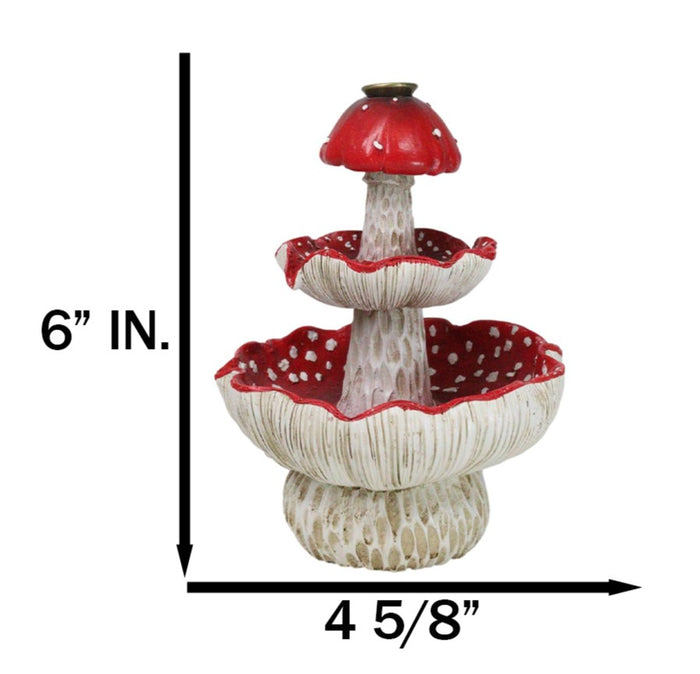 Ebros Gift Enchanted Fairy Garden Red 3 Tiered Toadstool Mushrooms Backflow Incense Burner
