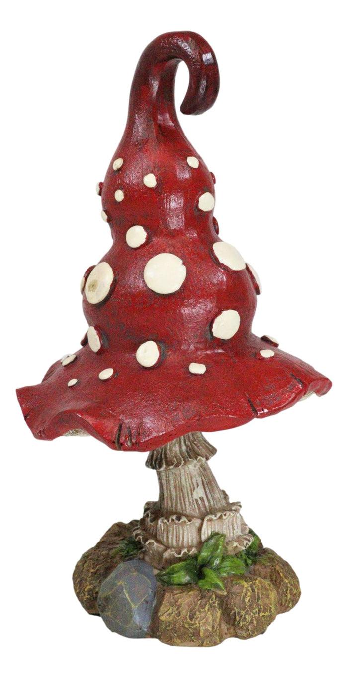 Ebros Gift Enchanted Fairy Garden Red White Spotted Crooked Toadstool Mushroom Figurine 9"H