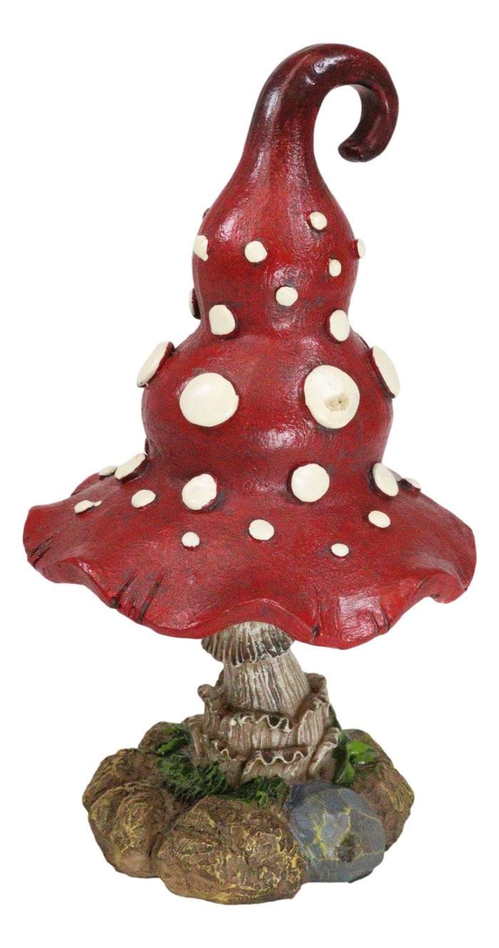Ebros Gift Enchanted Fairy Garden Red White Spotted Crooked Toadstool Mushroom Figurine 9"H