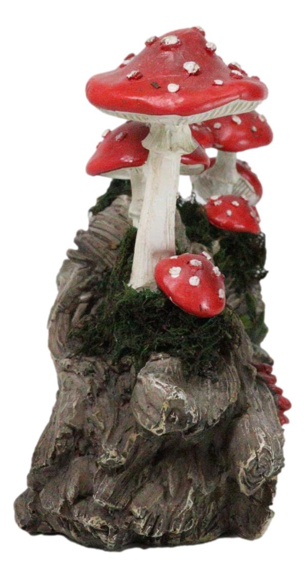 Ebros Gift Enchanted Fairy Garden Toadstool Mushrooms Forest On Moss Tree Log Figurine