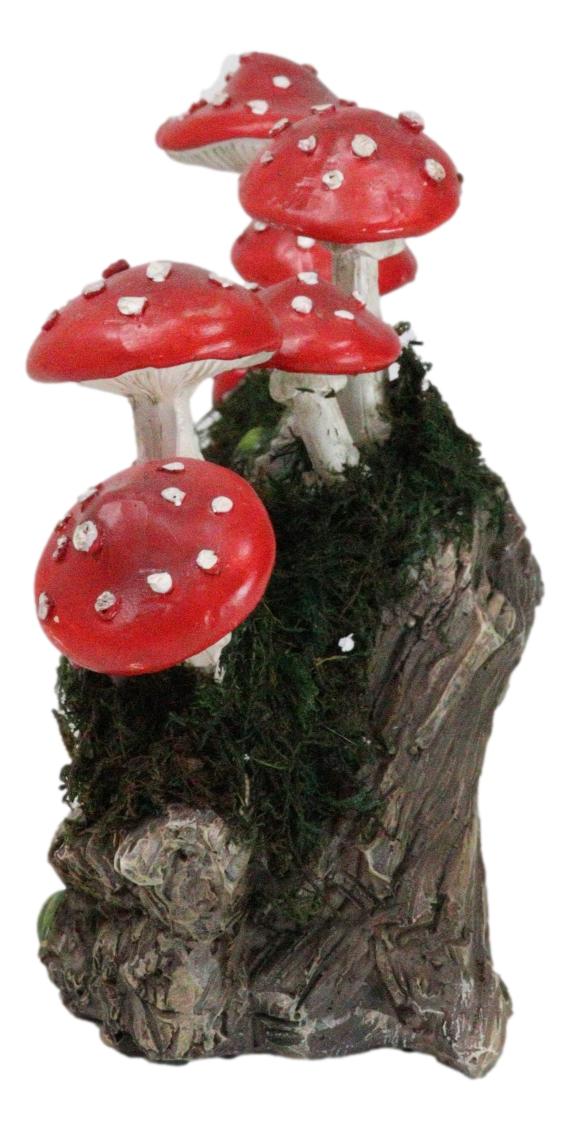 Ebros Gift Enchanted Fairy Garden Toadstool Mushrooms Forest On Moss Tree Log Figurine