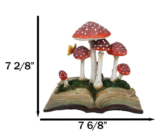 Ebros Gift Enchanted Fairy Garden Toadstool Mushrooms Sprouting From Spell Book Figurine