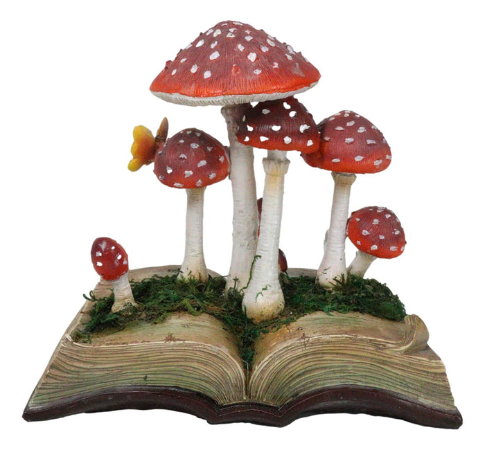 ebros gift Enchanted Fairy Garden Toadstool Mushrooms Sprouting from Spell Book Figurine