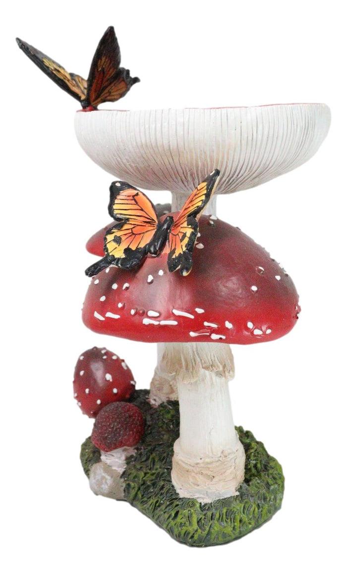 Ebros Gift Enchanted Fairy Garden Toadstool Mushrooms With Monarch Butterflies Figurine