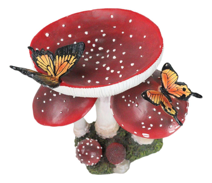 Ebros Gift Enchanted Fairy Garden Toadstool Mushrooms With Monarch Butterflies Figurine