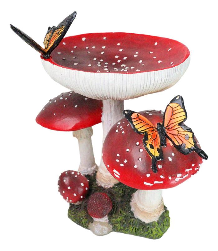 ebros gift Enchanted Fairy Garden Toadstool Mushrooms With Monarch Butterflies Figurine