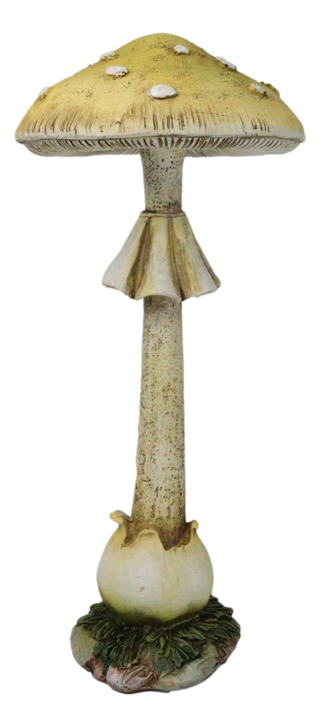 Ebros Gift Enchanted Fairy Garden Yellow Pillar Toadstool Mushroom Home Decor Figurine