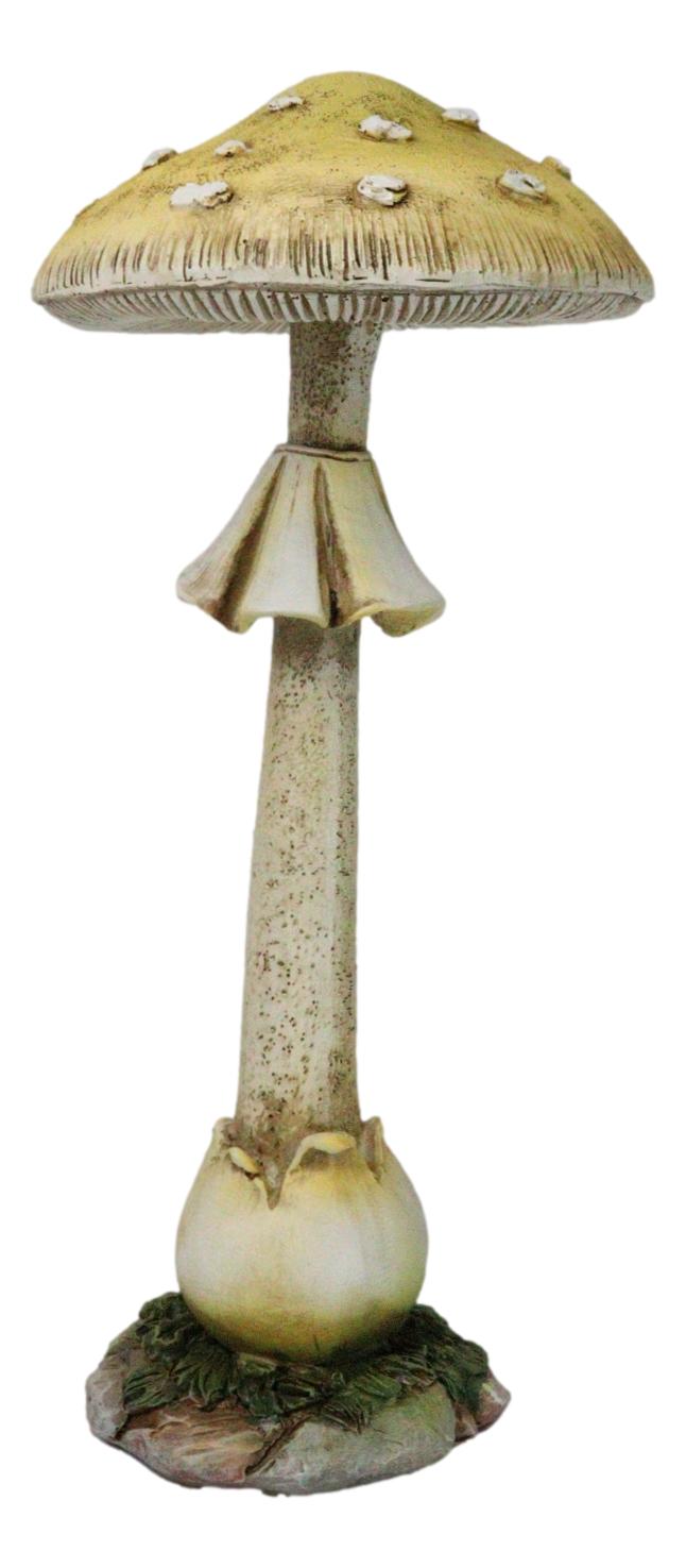 Ebros Gift Enchanted Fairy Garden Yellow Pillar Toadstool Mushroom Home Decor Figurine