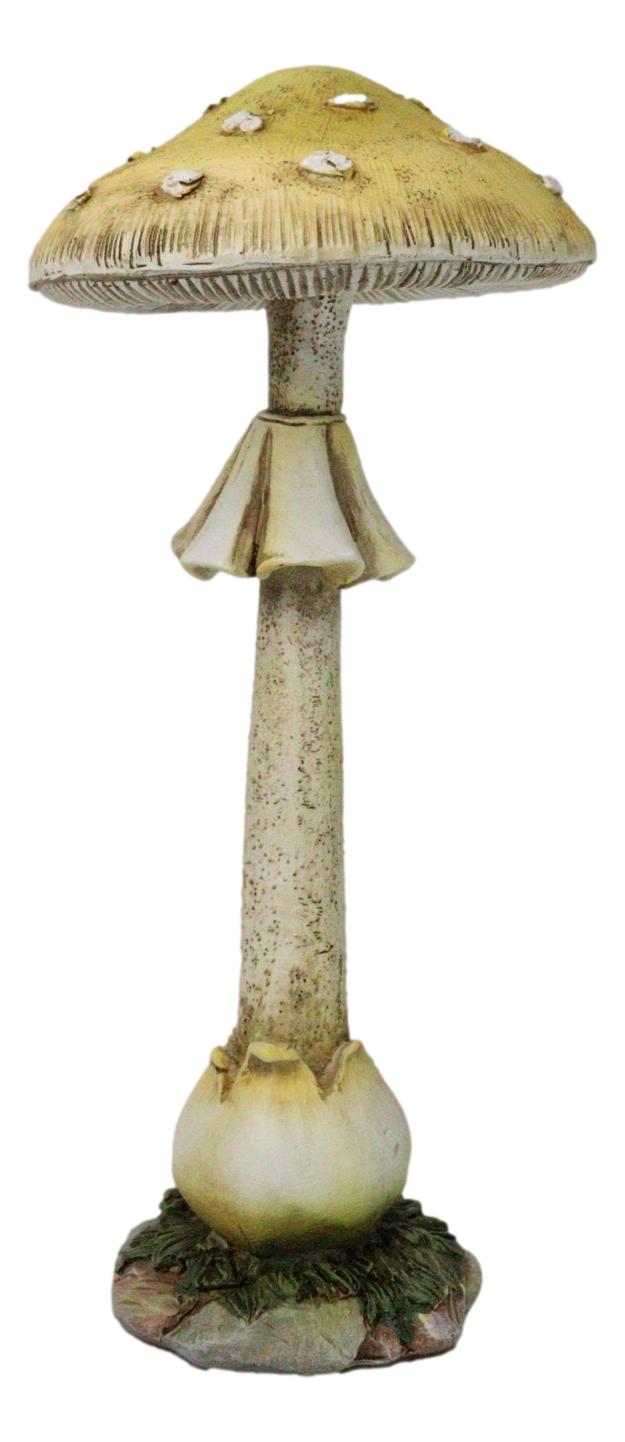 Ebros Gift Enchanted Fairy Garden Yellow Pillar Toadstool Mushroom Home Decor Figurine