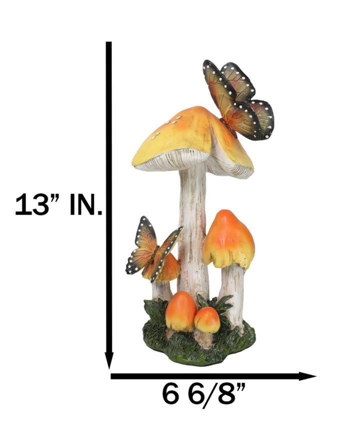 Ebros Gift Enchanted Fairy Garden Yellow Toadstool Mushrooms Monarch Butterflies Figurine