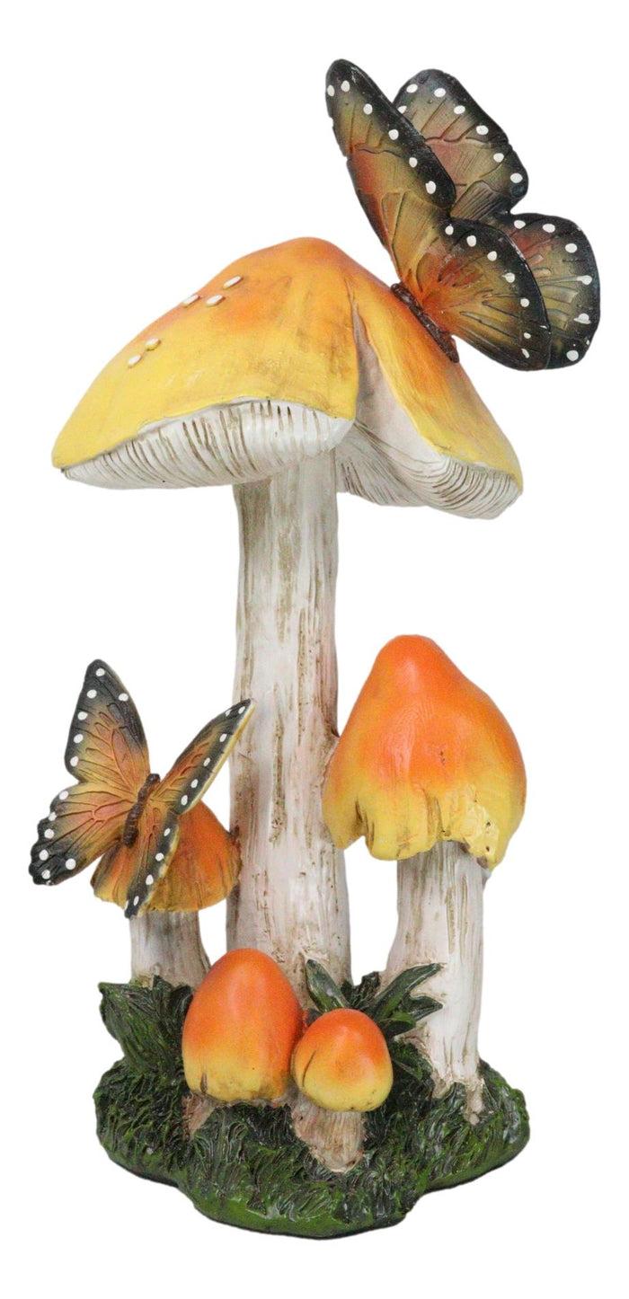 Ebros Gift Enchanted Fairy Garden Yellow Toadstool Mushrooms Monarch Butterflies Figurine