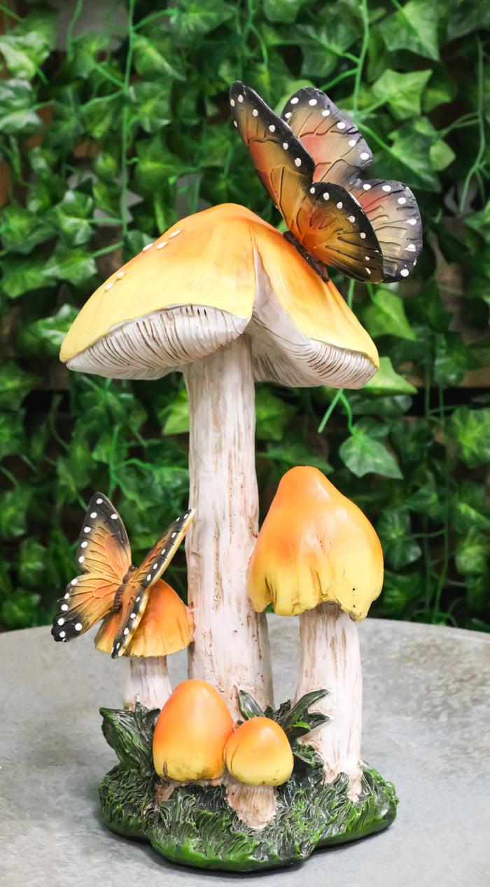 ebros gift Enchanted Fairy Garden Yellow Toadstool Mushrooms Monarch Butterflies Figurine