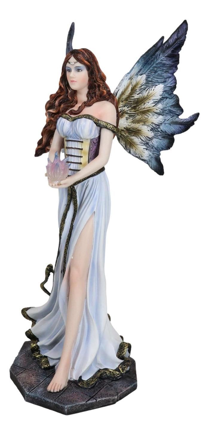 Ebros Gift Enchanted Fantasy Damsel Fairy In White Corset Gown Holding Blue Flame Figurine